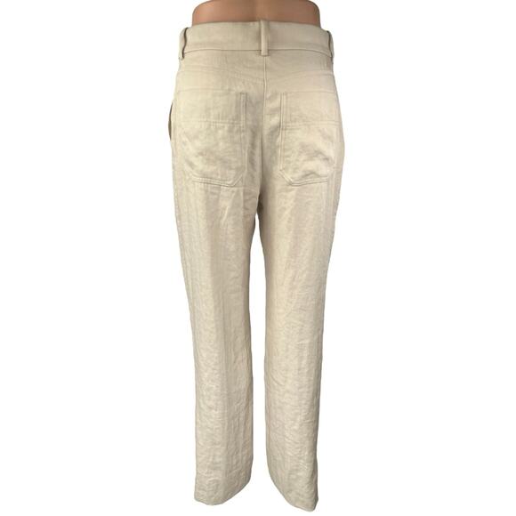 H&M Women's Beige Khaki Chino Loose Fit Straight Trouser Dress Pants Size 4 - Picture 3 of 5